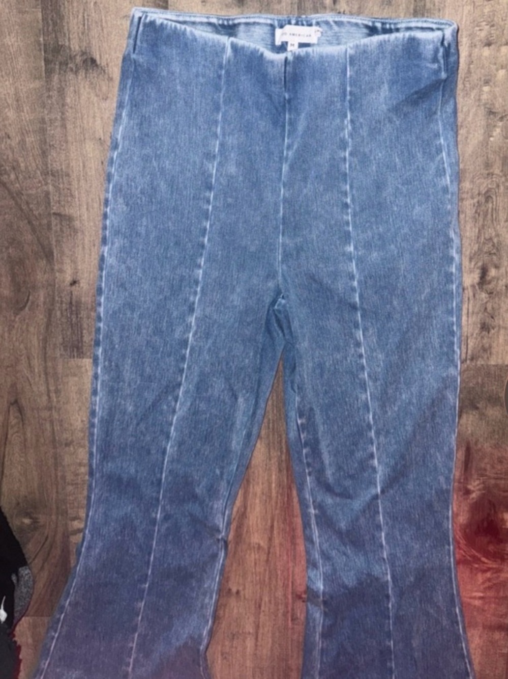 Good American Power Stretch Pull-On Flare Jeans Acid Wash Sz M - Picture 6 of 7